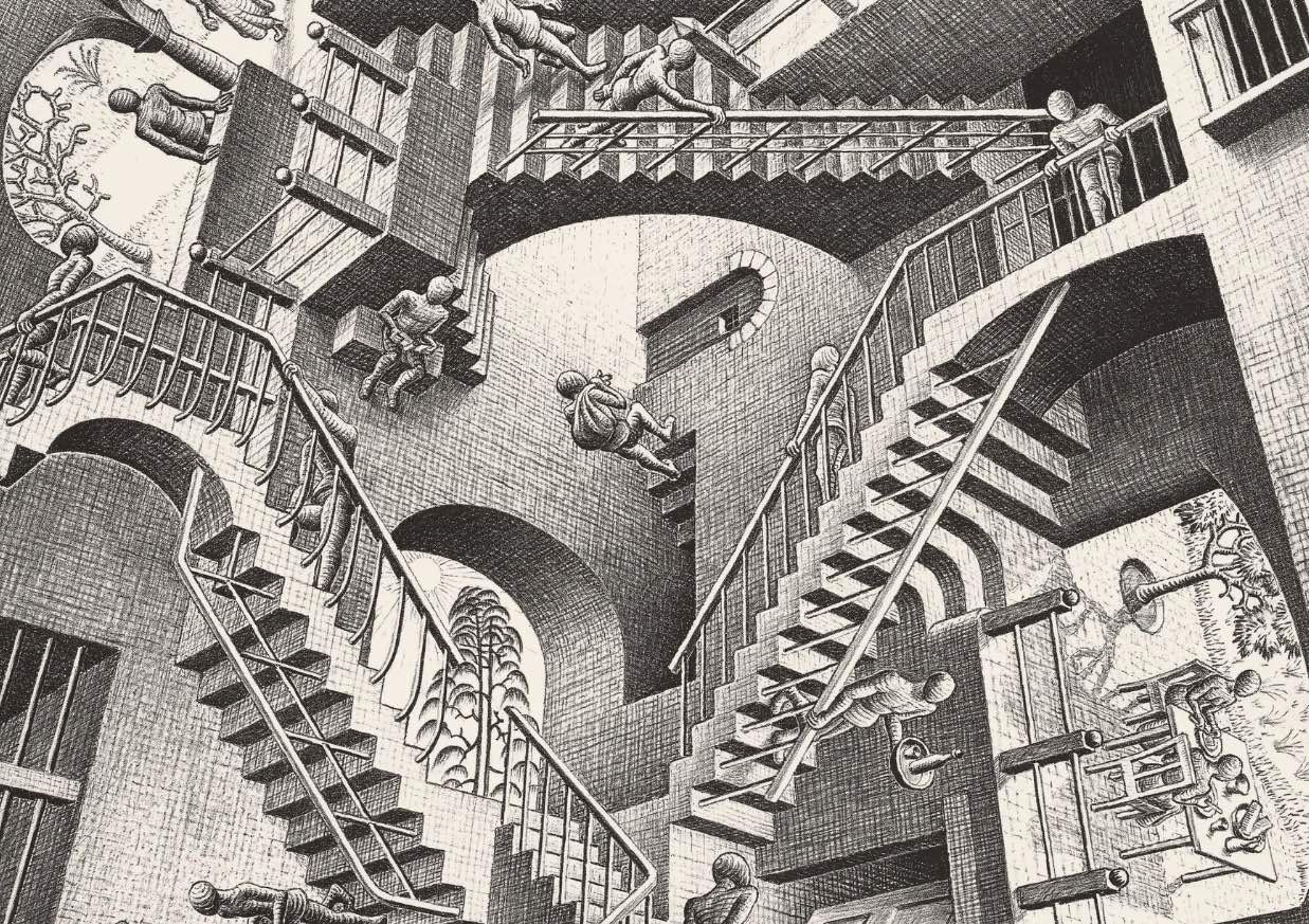 M.C Escher's impossible images.